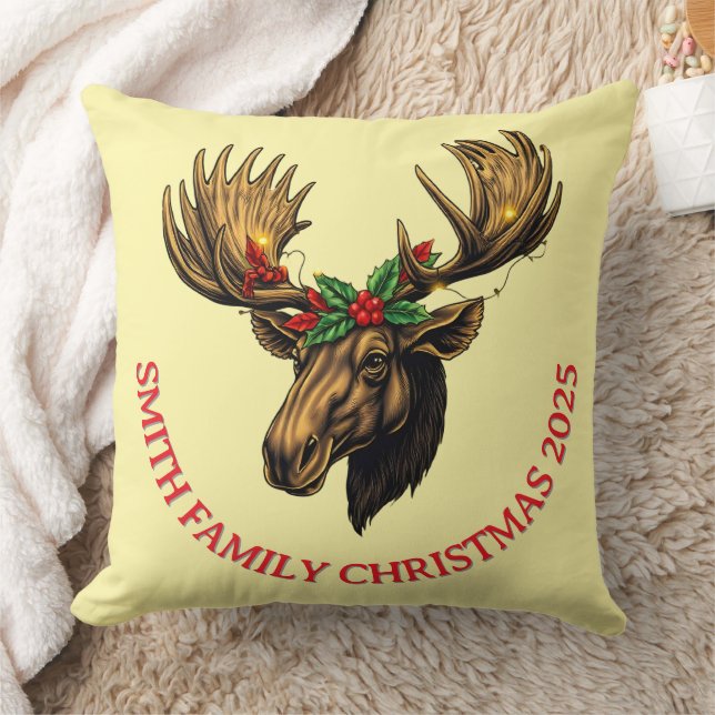 Almofada CUTE MOOSE CHRISTMAS DESIGN Throw Pillow (Cobertor)