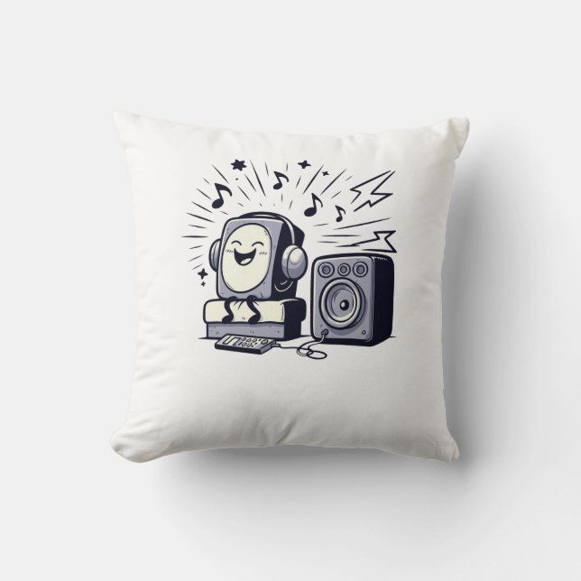 Almofada Cute Music Lover – Fun Cartoon Music Pillow (Frente)