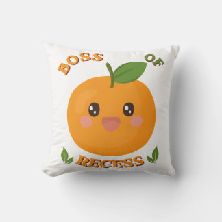 Almofada Cute Orange "Boss of Recess" Kids Throw Pillow