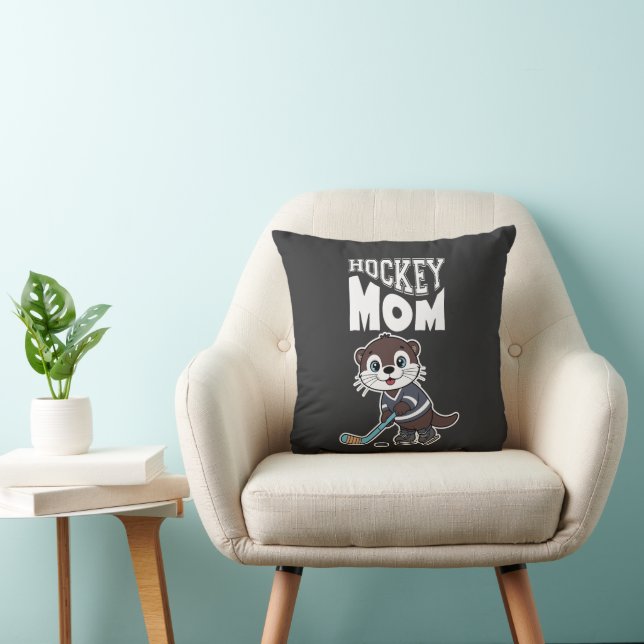 Almofada Cute Otter Hockey Mom - Fun Sports Animal Graphic (Cadeira)