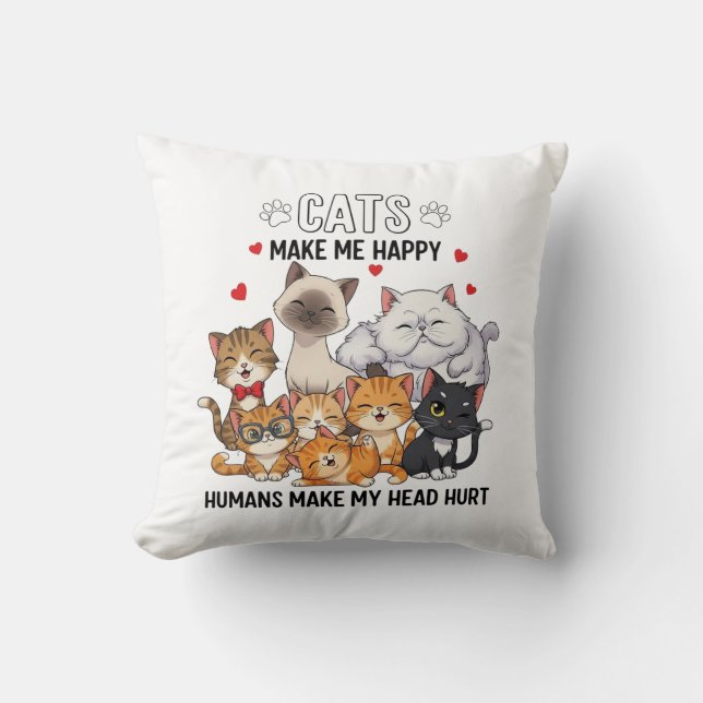 Almofada Cute Pack of Happy Cats (Frente)