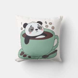 Almofada Cute Panda In Coffee Cup Coffee Lover Gift