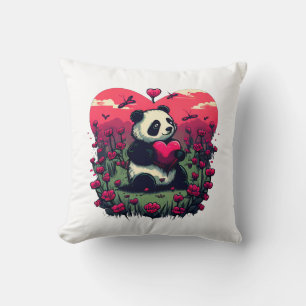 Almofada Cute Panda Segurando Coração - Presente de Dia de 