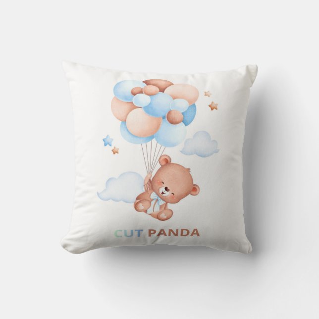 Almofada Cute Panda with Balloons Pillow – Adorable Kawaii  (Frente)