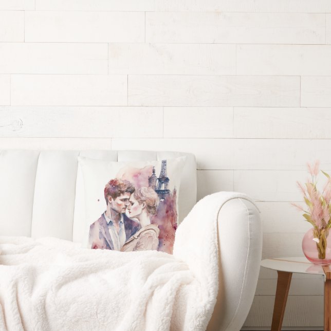 Almofada Cute Pares Românticos de Aquarela em Paris  Almofa (Sofá)
