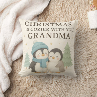 Almofada Cute Penguin Christmas Pillow for Grandma – Gift