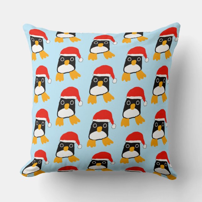 Almofada Cute Penguin With Christmas Hat (Frente)