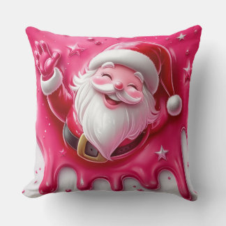 Almofada Cute Pink Santa Throw Pillow | Christmas Pillow