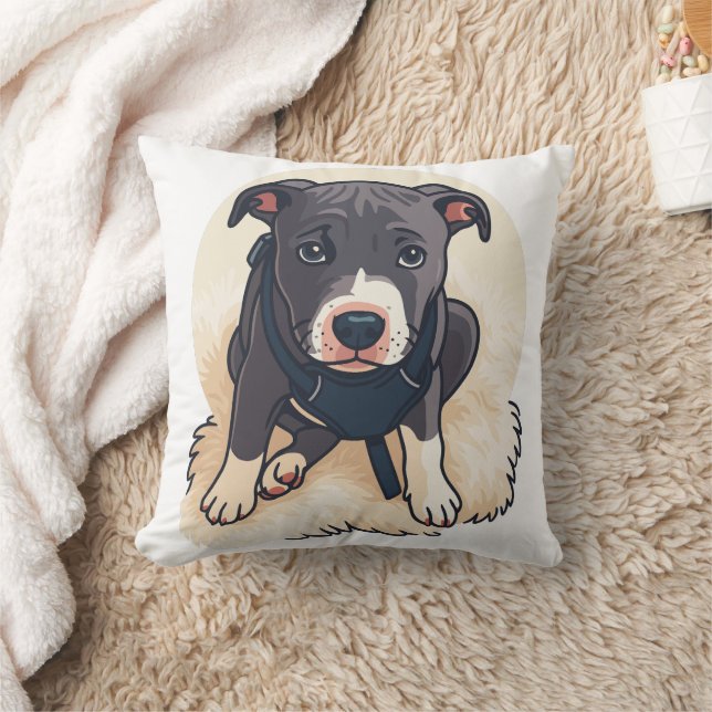 Almofada Cute Pitbull Puppy Dog Cartoon Design (Cobertor)