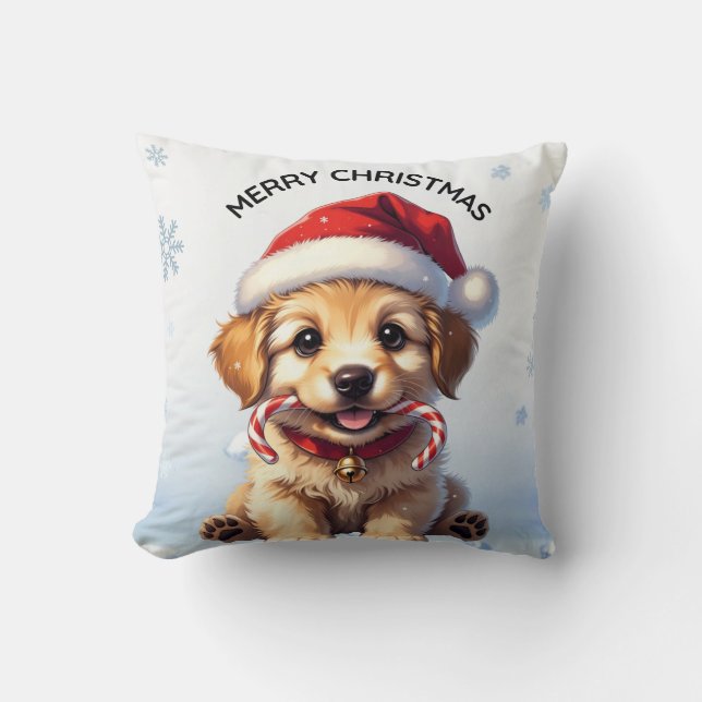 Almofada Cute Puppy Christmas Golden Retriever Holiday  (Frente)