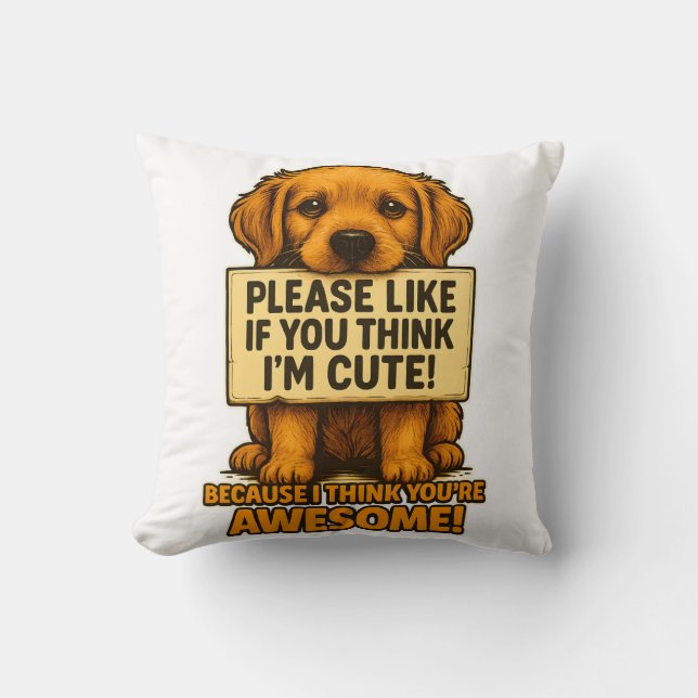 Almofada Cute Puppy, Funny Dog Lover Quote (Frente)