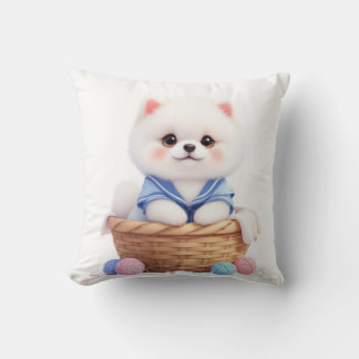 Almofada Cute Puppy in Basket Throw Pillow