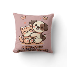 Cute Puppy & Kitten Hug - Adorável Design Kawaii