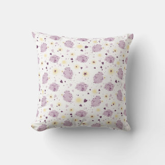 Almofada Cute Purple Sheep Kawaii Pattern Throw Pillow