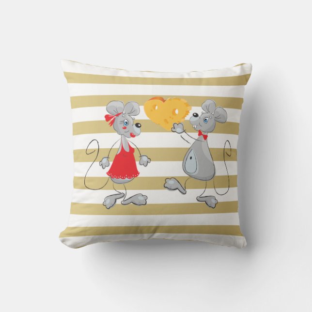 Almofada Cute Quirky Whimsical Mouses-Stripes (Frente)