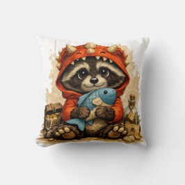 Almofada Cute Raccoon Dino Hoodie Pillow Kawaii Kids Decor