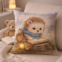 Almofada Cute Reading Hedgehog Kids Room & Nursery