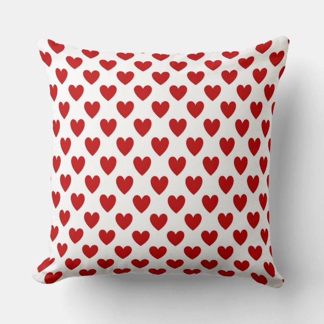 Almofada Cute Red and White Hearts Pattern (Frente)