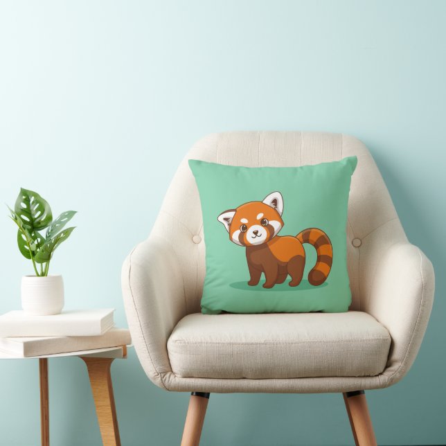Almofada Cute Red Panda on Green (Cadeira)