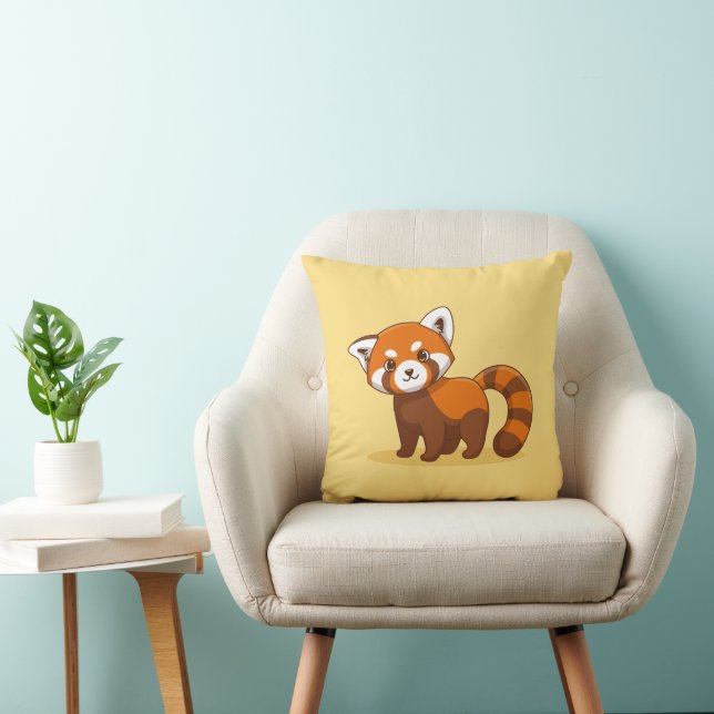Almofada Cute Red Panda on Yellow (Cadeira)