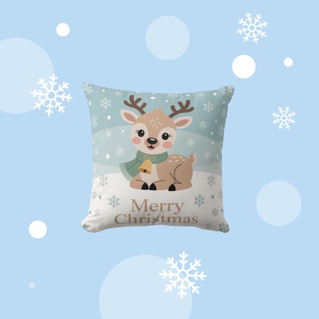 Almofada Cute Reindeer Christmas Pastel Baby Deer Holiday (Criador carregado)
