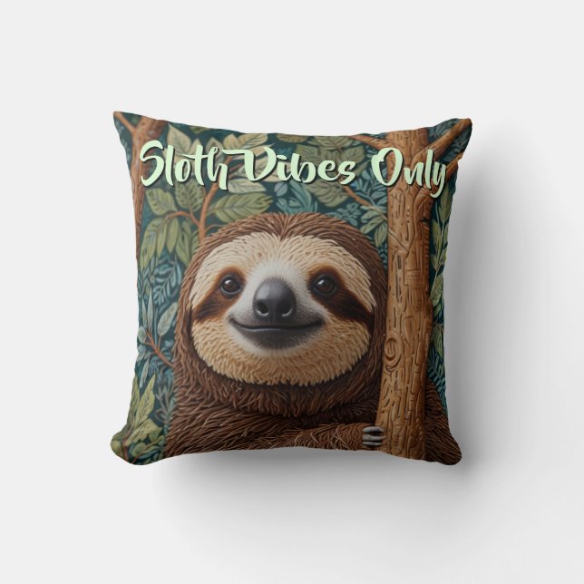 Almofada Cute retro boho Sloth Hang in there sloth vibes  (Frente)
