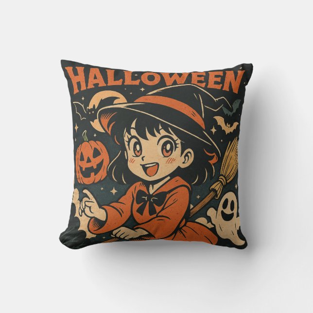 Almofada Cute retro Japanese cartoon Halloween (Frente)