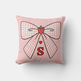 Almofada Cute Retro Monogram Initials Strawberry Coquette