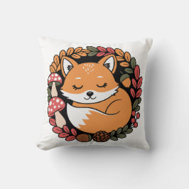 Almofada Cute Sleeping Fox in Autumn Wreath Woodland Animal
