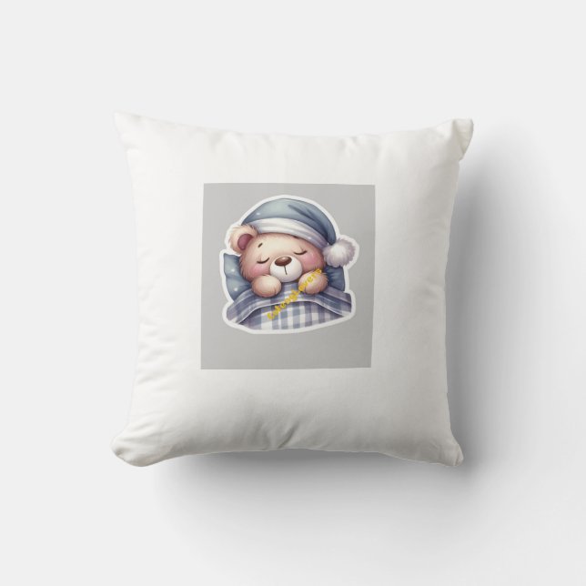 Almofada Cute Sleeping Teddy Bear Pillow – Kawaii Cozy Bear (Frente)