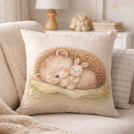 Almofada Cute Sleeping Woodland Hedgehog Neutral Kids Room