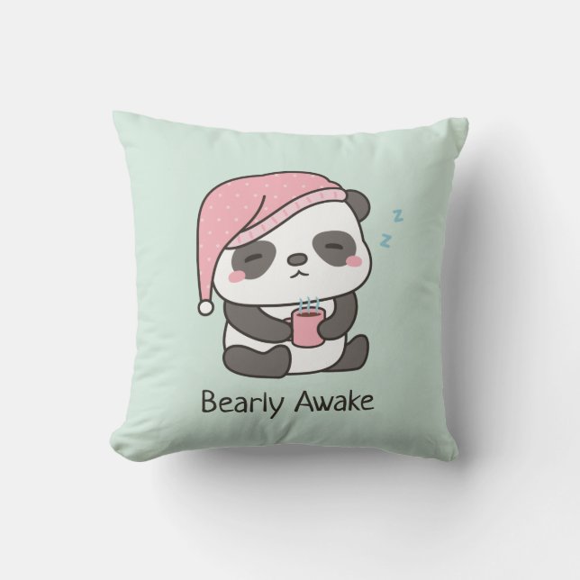 Almofada Cute Sleepy Panda Barly Awake travesseiro decorati (Frente)