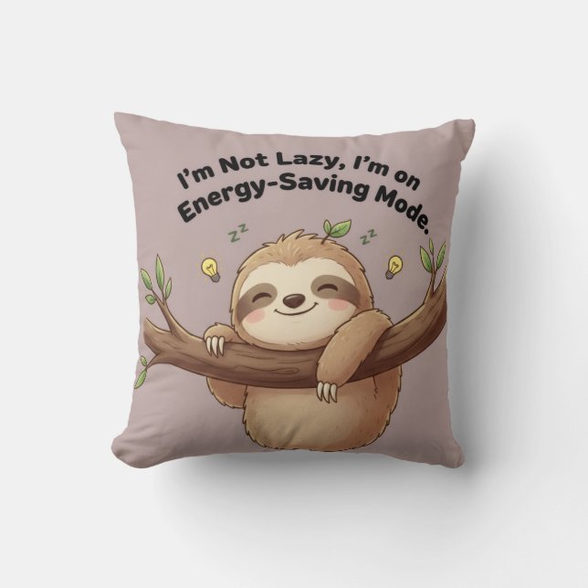Almofada Cute Sloth "Energy-Saving Mode" (Frente)
