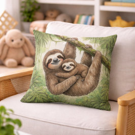 Almofada Cute Sloth Mama And Baby Jungle Animals
