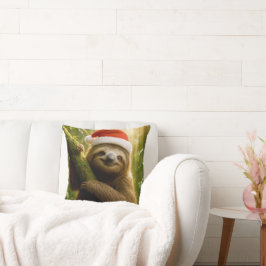 Almofada Cute Sloth Wearing a Santa Hat