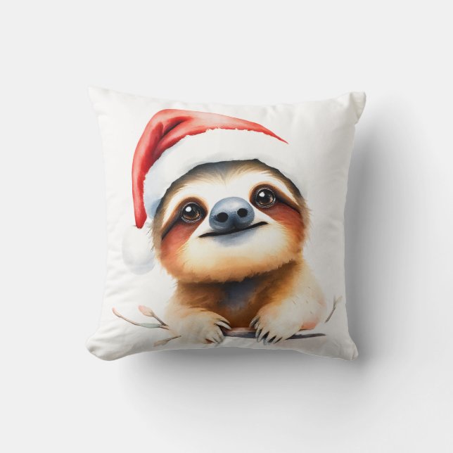 Almofada Cute Sloth Wearing Santa Hat (Frente)