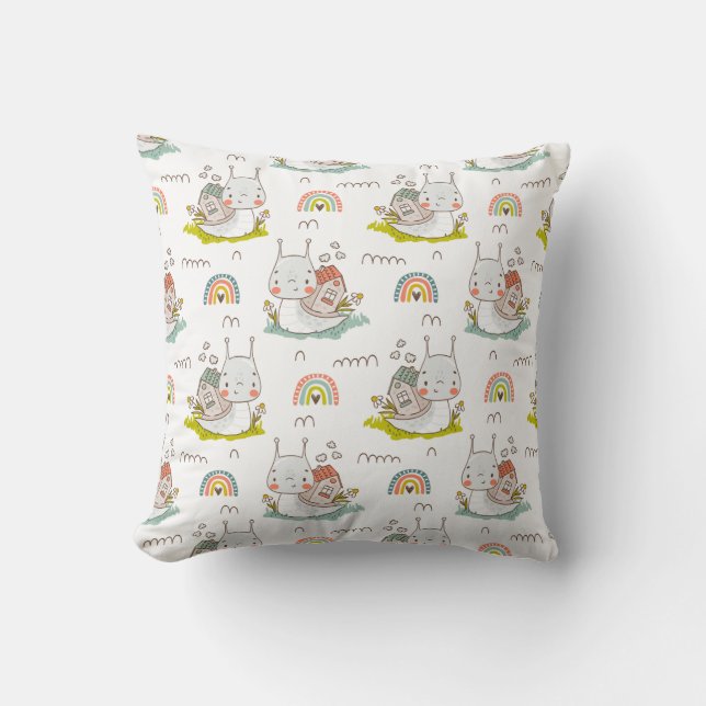 Almofada Cute Snail Pattern Kawaii Animal Boho (Frente)