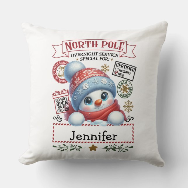 Almofada Cute Snowman Throw Pillow (Frente)