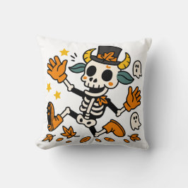 Almofada Cute Spooky Skeleton Goat Throw Pillow
