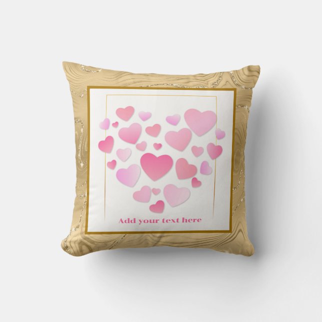 Almofada Cute Style Pink Hearts Romantic Valentine's Day (Frente)