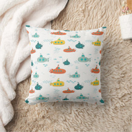 Almofada Cute Submarine Nautical Deep Sea Fish Pattern