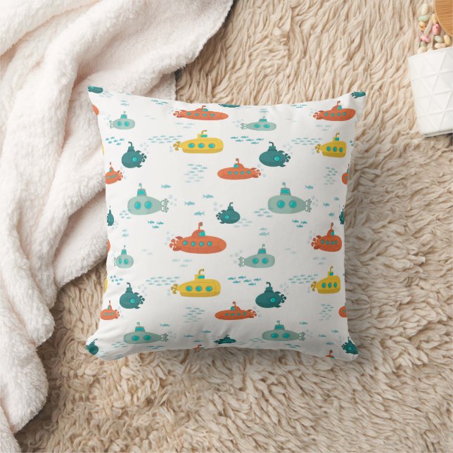 Almofada Cute Submarine Nautical Deep Sea Fish Pattern (Cobertor)