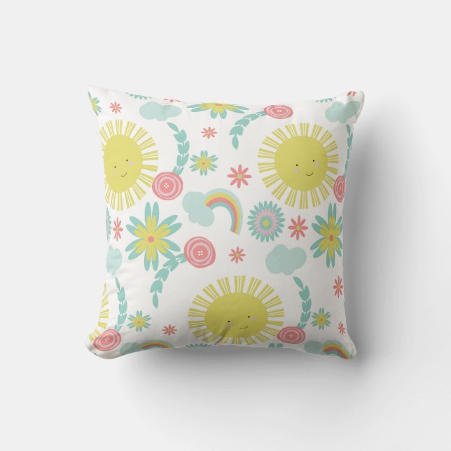 Almofada Cute Sunshine Arco-íris Floral (Frente)