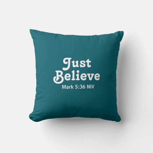 Almofada Cute Teal and White Believe in Miracles Faith (Frente)
