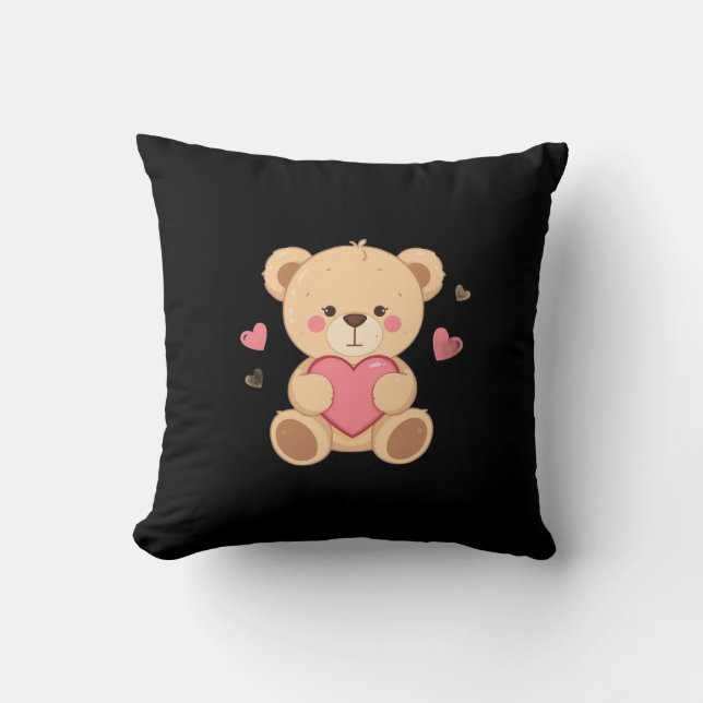 Almofada Cute Teddy Bear Holding Heart – love (Frente)
