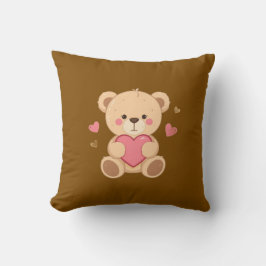 Almofada Cute Teddy Bear Holding Heart – Valentine Love Ill