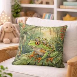 Almofada Cute Tree Frog Mama And Froglets Jungle Animals