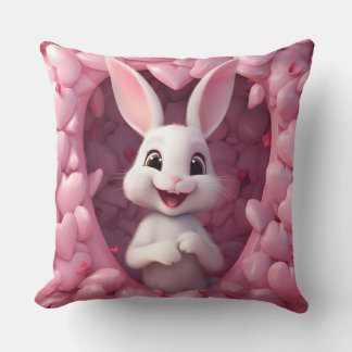 Almofada Cute Valentine Bunny Throw Pillow