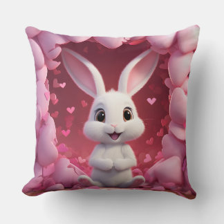 Almofada Cute Valentine Bunny Throw Pillow 