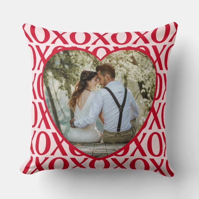 Almofada Cute Valentine Day XOXO Photo Red And Pink (Frente)